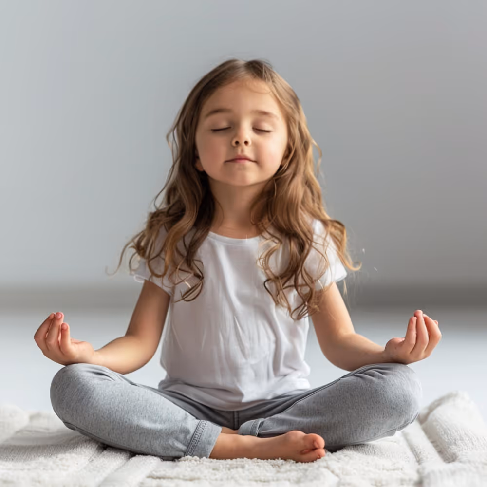 Mädchen im Schneidersitz beim Kinderyoga bei FLOWers Yoga Oldenburg